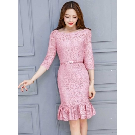 midi dress brukat D4635