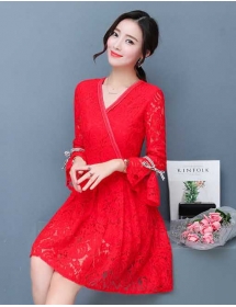 dress brukat korea D4804