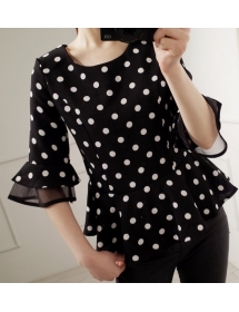 blouse wanita motif polkadot T1059