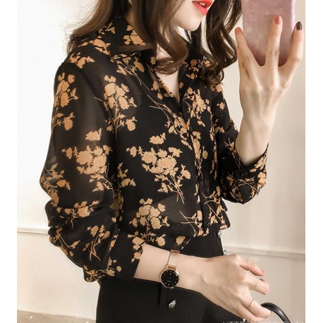 kemeja import motif bunga T5246