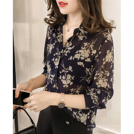 kemeja import motif bunga T5247
