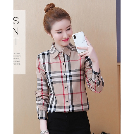 kemeja wanita motif kotak kotak t5603