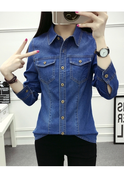 kemeja denim lengan panjang T5715