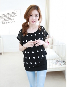 blouse wanita motif polkadot T2317