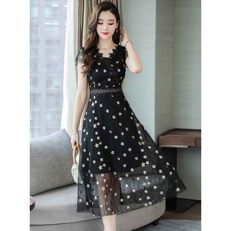 dress brukat korea D6136