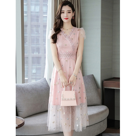 dress brukat korea D6137