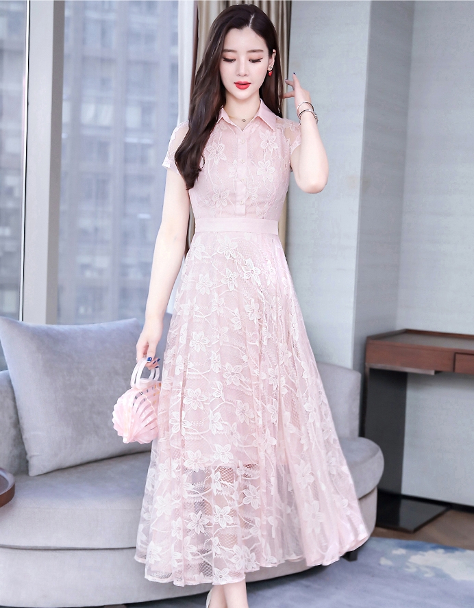 jual long dress brukat korea