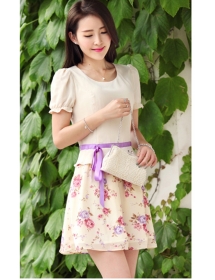 dress wanita lengan pendek model korea D1162