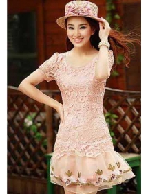 dress brukat model korea D2427