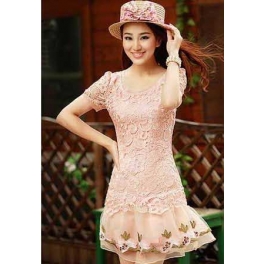 dress brukat model korea D2427