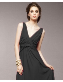 long dress wanita model v-neck D1264