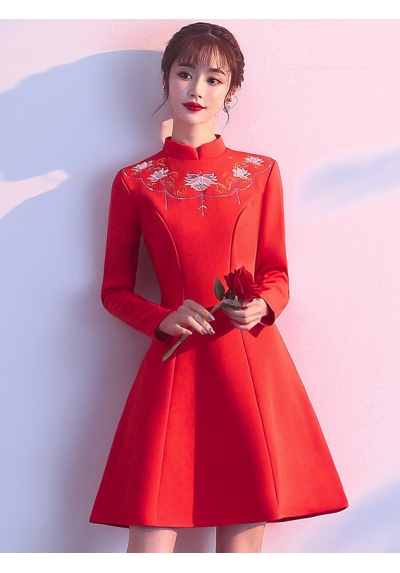 dress cheongsam merah import D6565