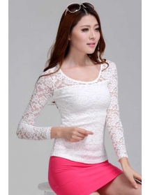 blouse wanita lengan panjang model brukat T1623