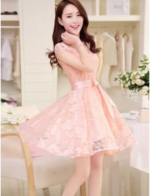 dress pesta wanita model brukat D2627