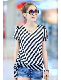 blouse wanita motif salur T1670