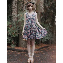 dress wanita motif bunga D1614