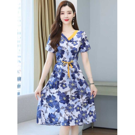 dress wanita korea D7076