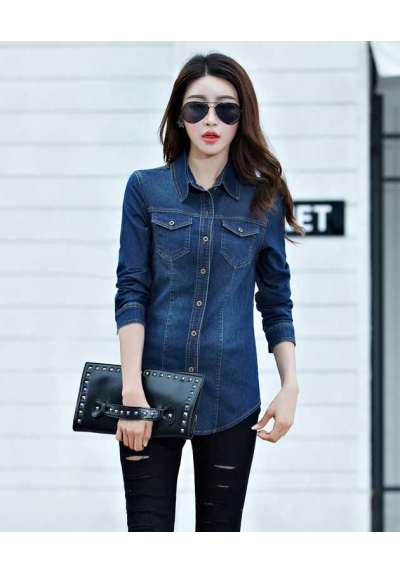 kemeja denim import  T7149