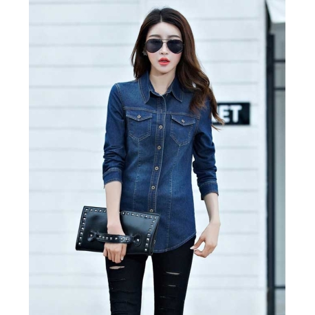 kemeja denim lengan panjang T5716