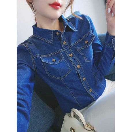 kemeja denim import  T7149