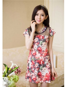 dress wanita motif bunga D1662