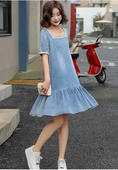 dress denim wanita import D7210