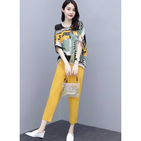 set atasan + celana wanita korea D7229