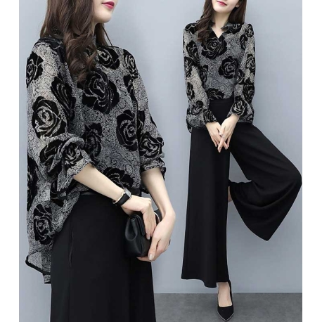 set atasan + celana wanita korea D7275