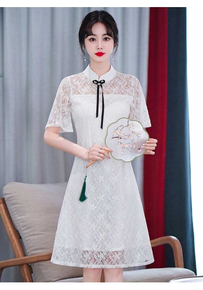 dress cheongsam putih D7357