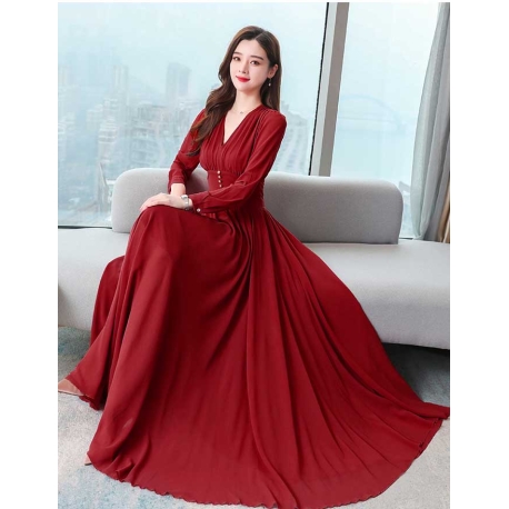 long dress wanita korea D7360