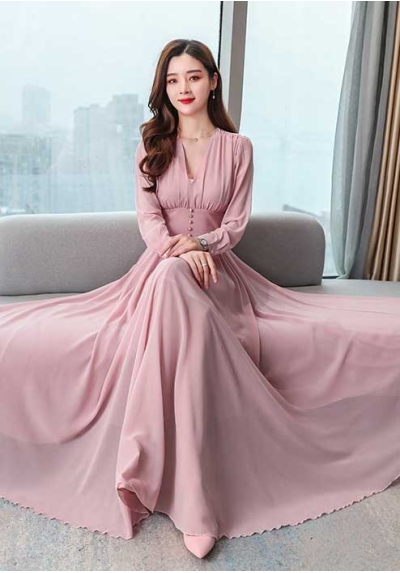 long dress wanita korea D7364