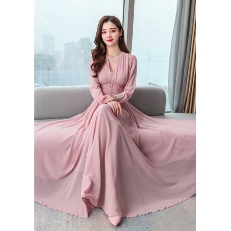 long dress wanita korea D7360