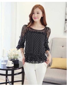 blouse wanita motif polkadot T1987