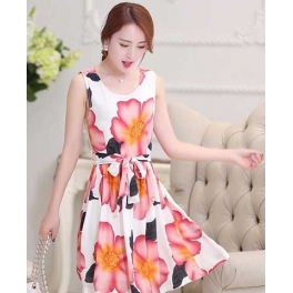 dress wanita motif bunga D1866