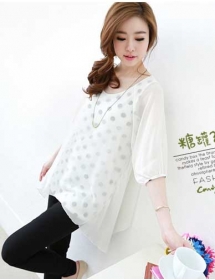 blouse wanita motif polkadot T2012