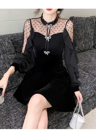 dress wanita korea D7579