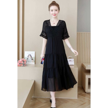 dress chiffon import D7602