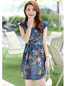 dress wanita motif bunga D1960