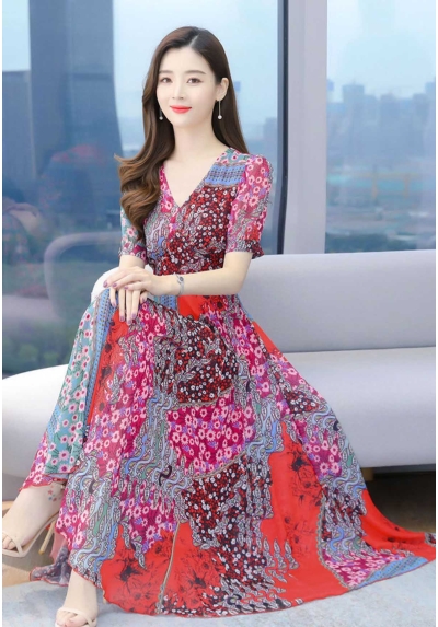 long dress wanita korea D7685