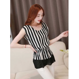 blouse wanita motif salur T2105