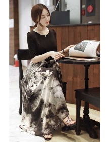 gaun panjang wanita korea D2015