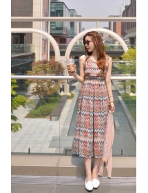 long dress motif zigzag D2016