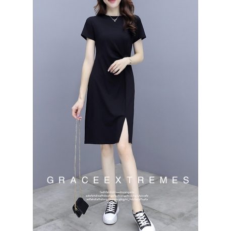 dress wanita korea lengan panjang D7753