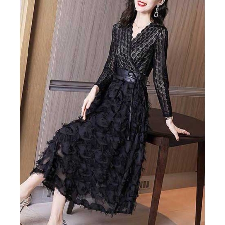 long dress wanita korea D7665