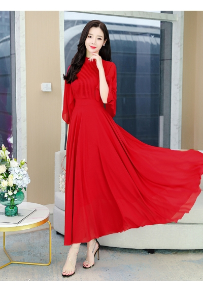 long dress  chiffon import D7837