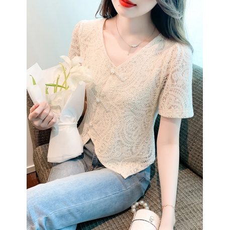 blouse brukat wanita korea T7971