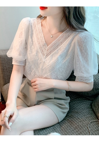 blouse brokat wanita korea T8078