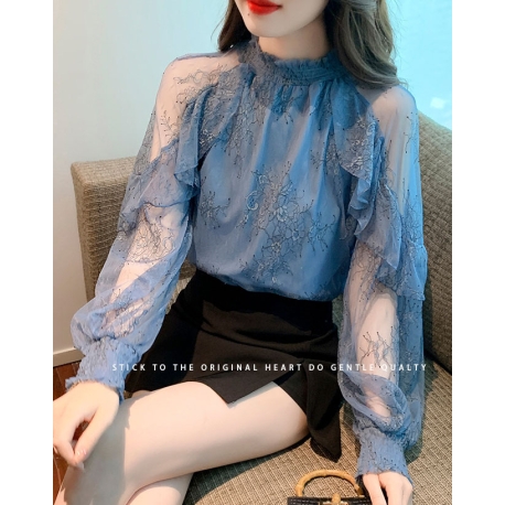 blouse brokat wanita korea T8078