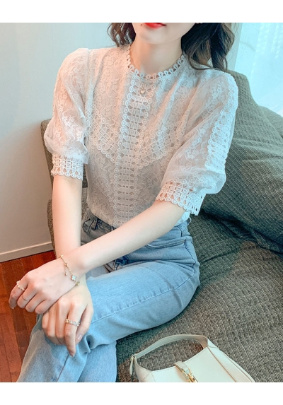 blouse brokat wanita korea T8080