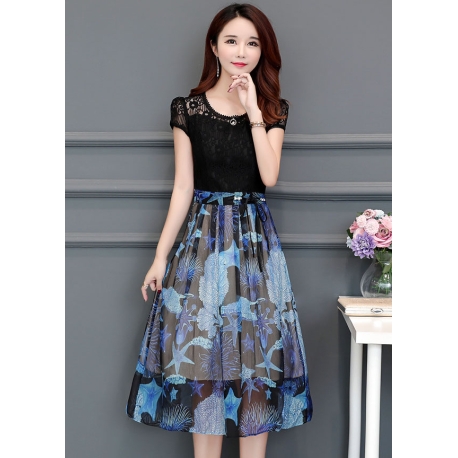 dress wanita korea D7938